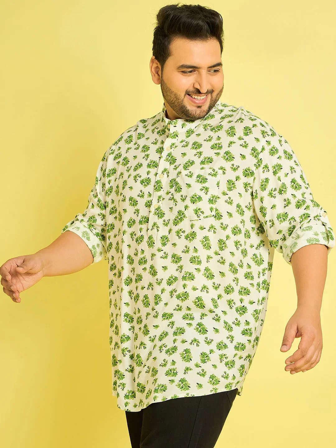 Men Plus Size Adonis Floral Kurta - Image 3