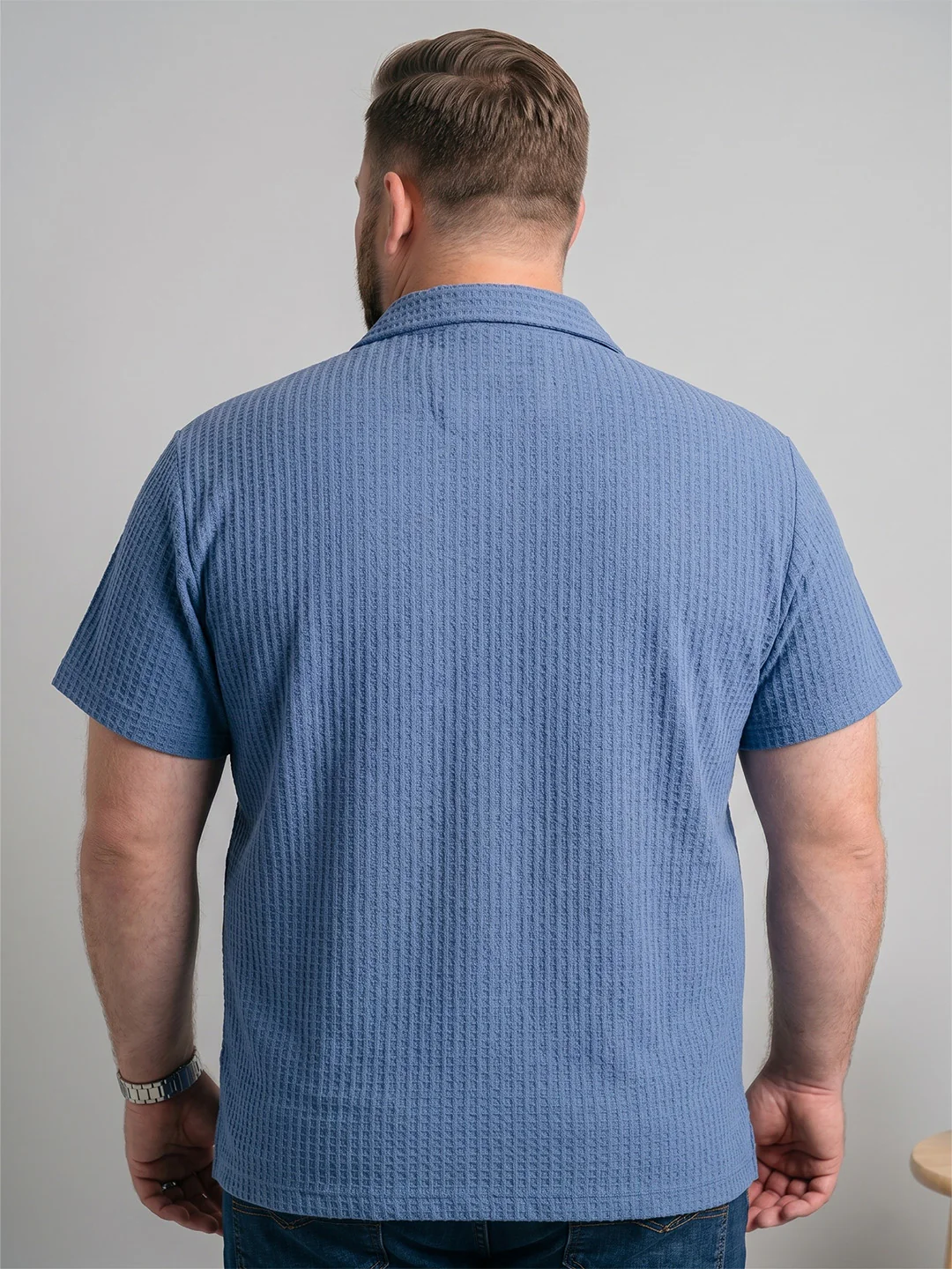 Men Plus Size Airhaze Sky Blue Solid Shirts - Image 3