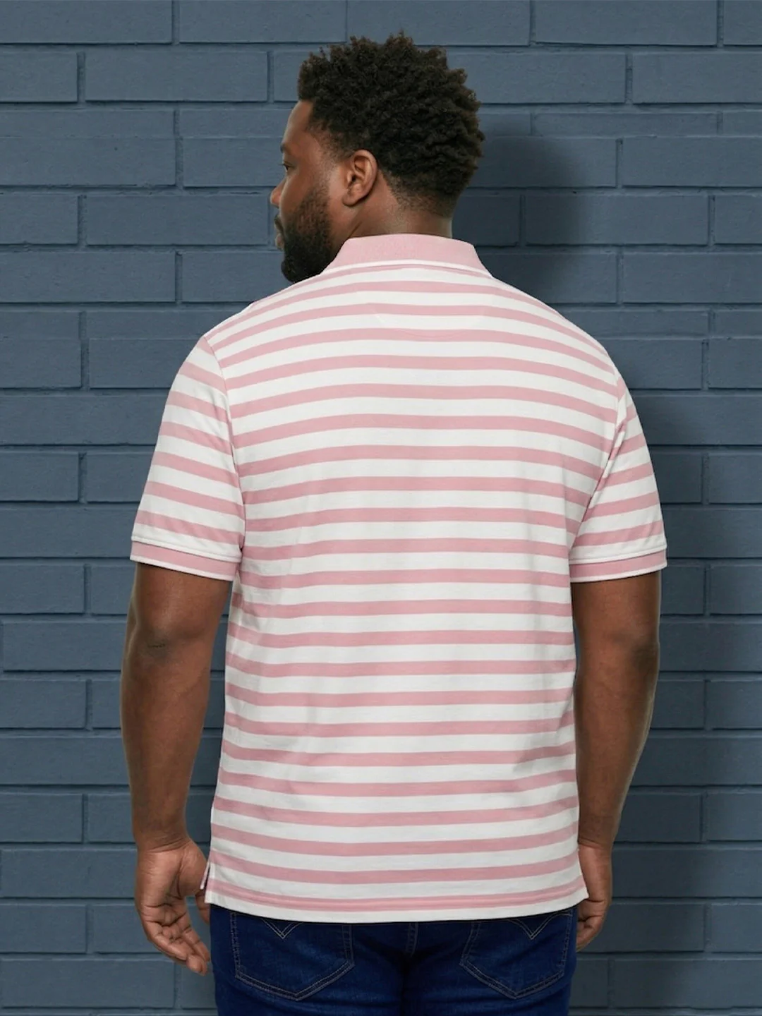 Men Plus Size Alabaster Multi Striped Polo - Image 3