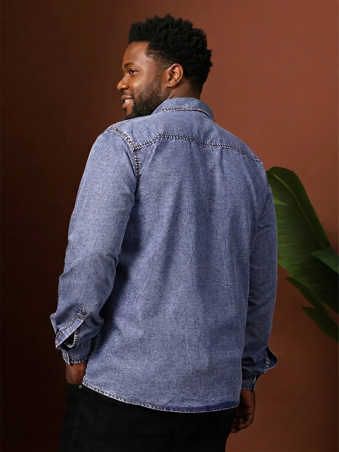 Men Plus Size Alaskor Blue Solid Casual Shirt - Image 4