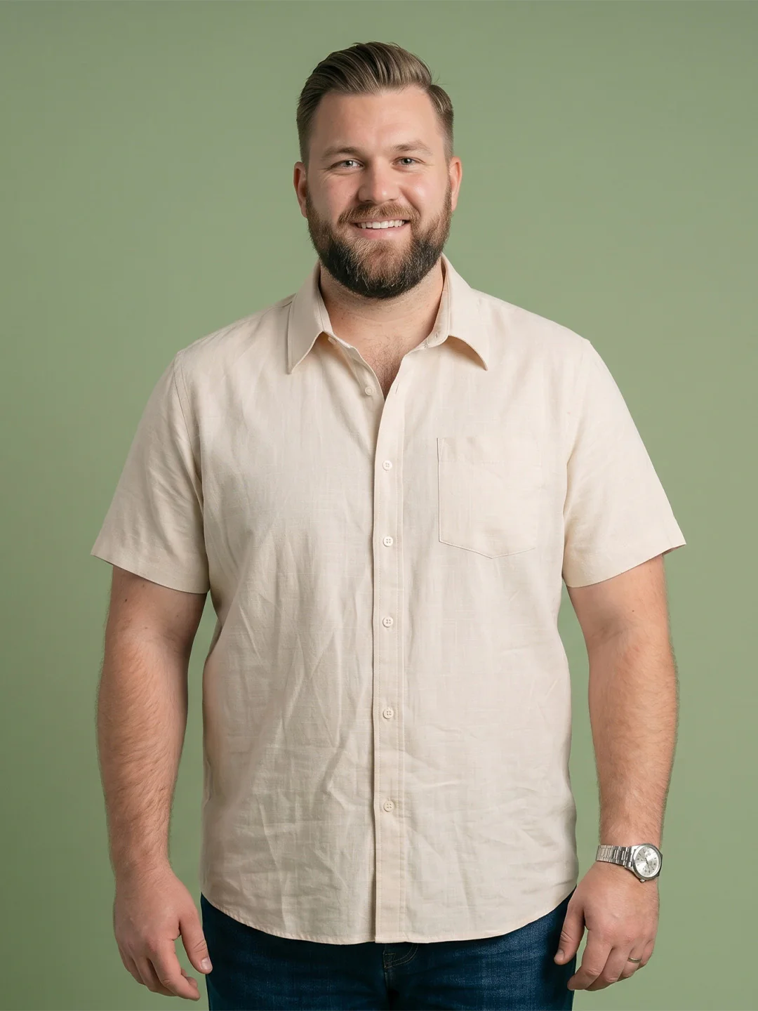 Men Plus Size Albion Off White Solid Shirts