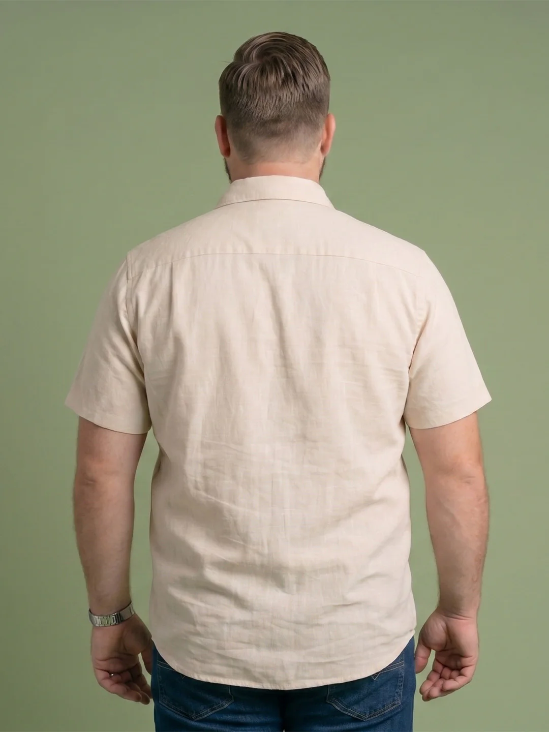 Men Plus Size Albion Off White Solid Shirts - Image 3