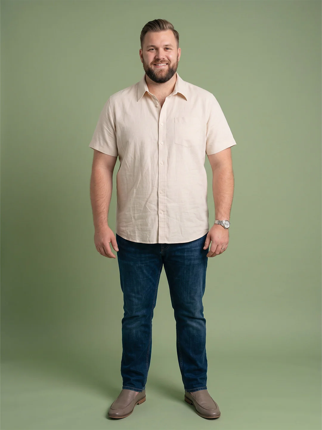 Men Plus Size Albion Off White Solid Shirts - Image 4