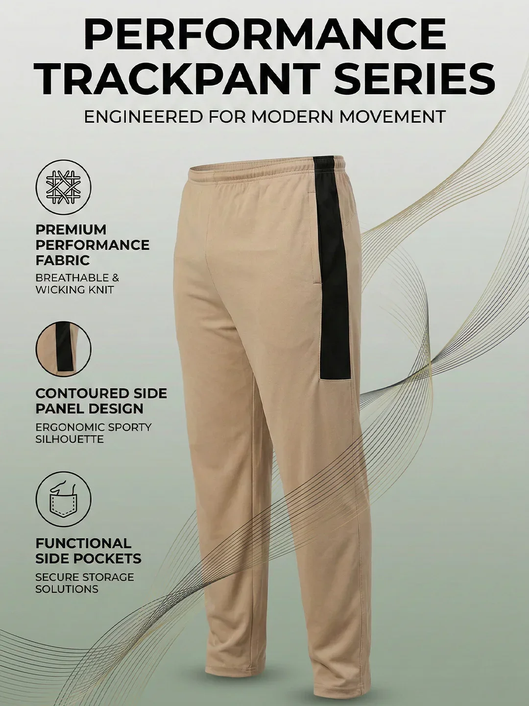 Men Plus Size Ambit Beige Solid Trackpant - Image 2