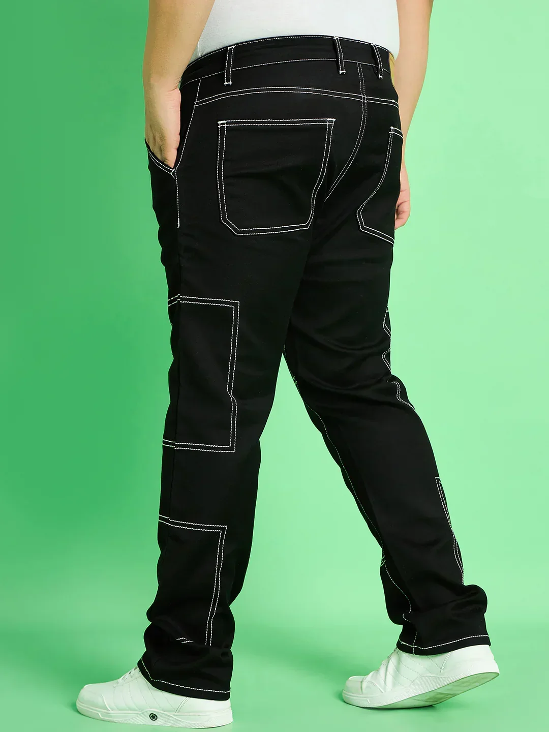 Men Plus Size Moist Solid Jeans - Image 6