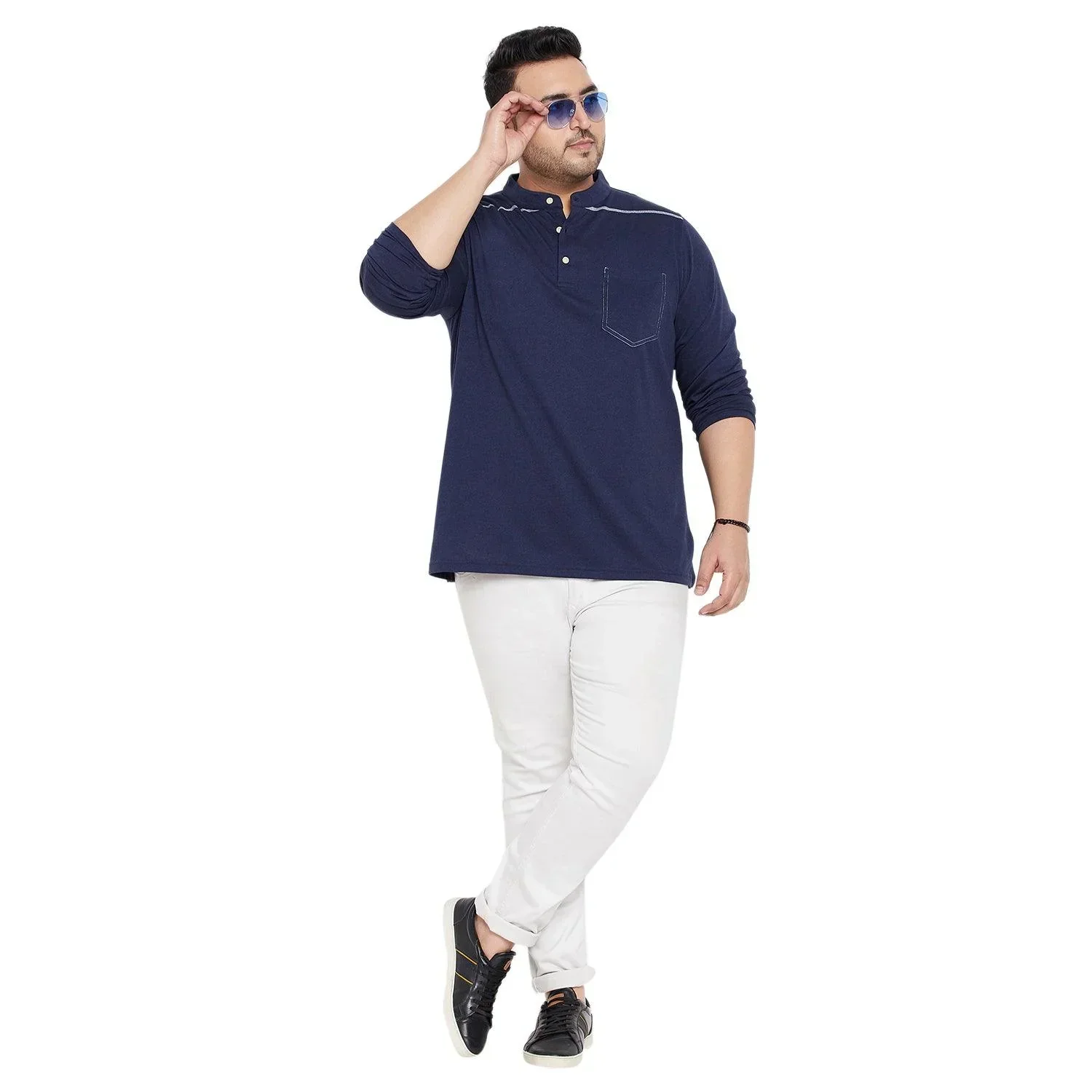 Men Plus Size Antonate Solid Henley Tshirt - Image 2