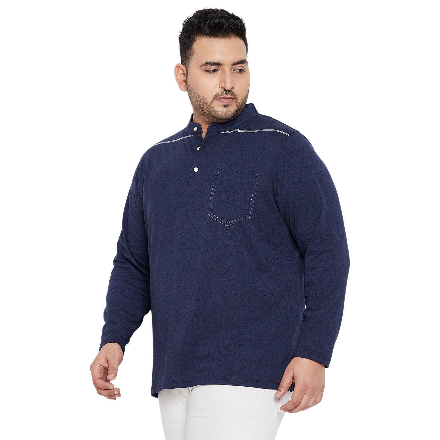 Men Plus Size Antonate Solid Henley Tshirt - Image 3