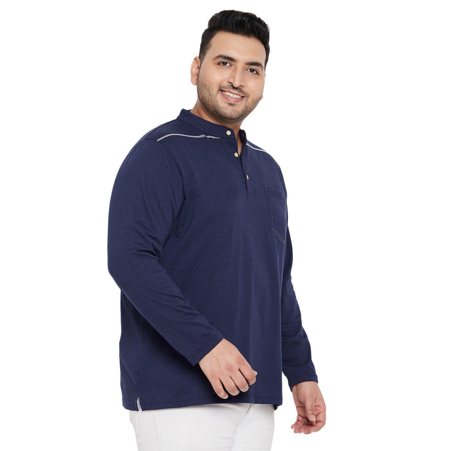 Men Plus Size Antonate Solid Henley Tshirt - Image 4