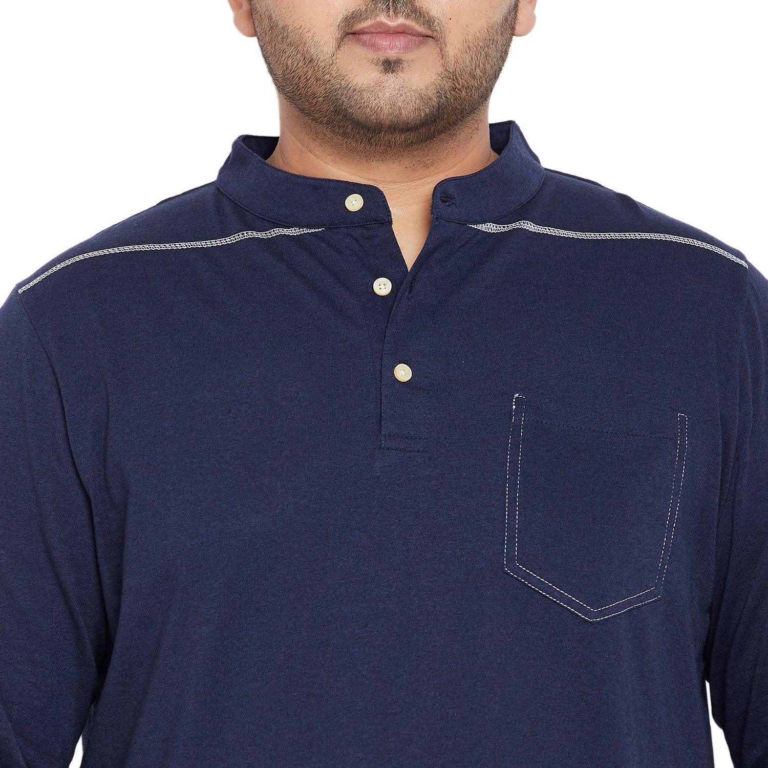 Men Plus Size Antonate Solid Henley Tshirt - Image 6