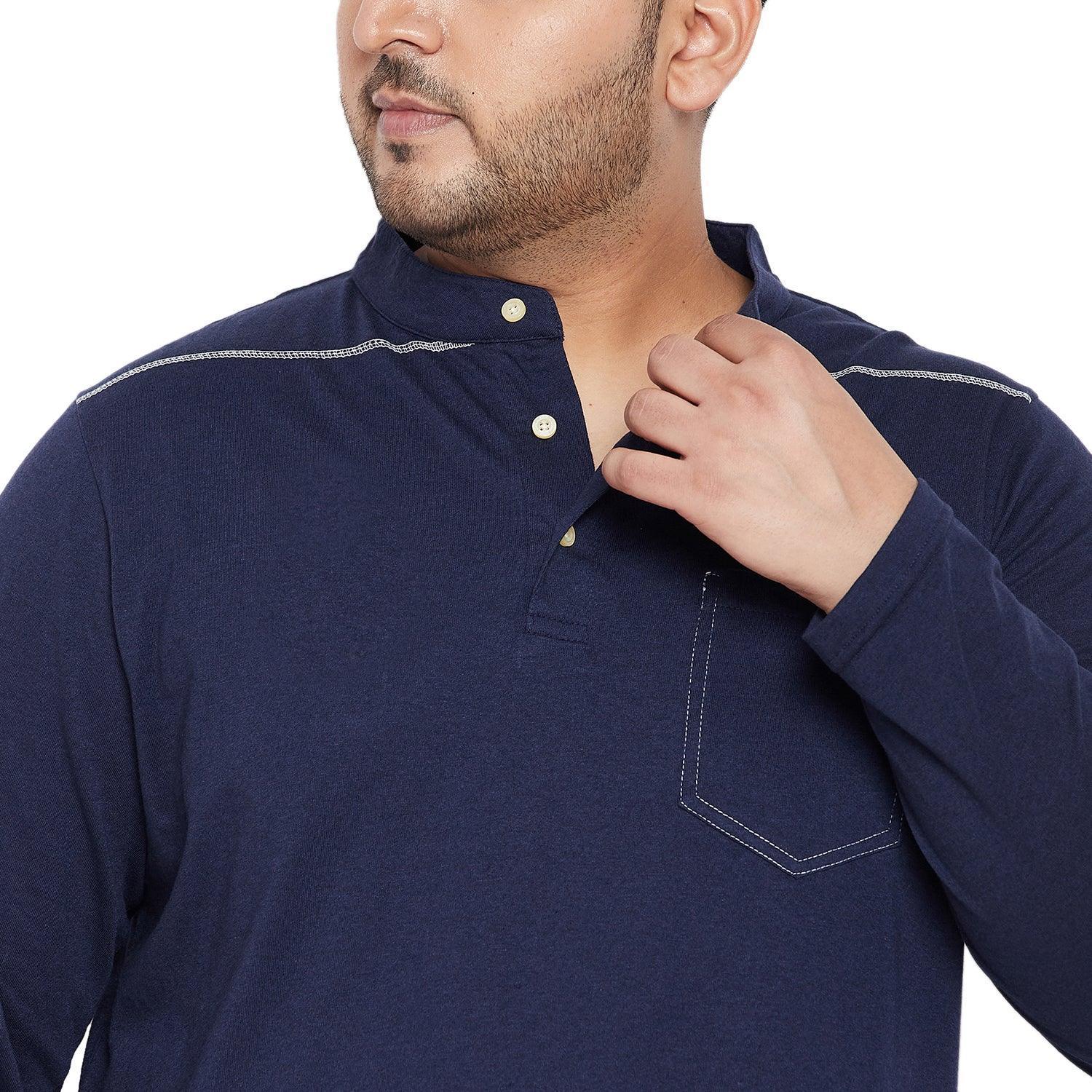 Men Plus Size Antonate Solid Henley Tshirt - Image 7