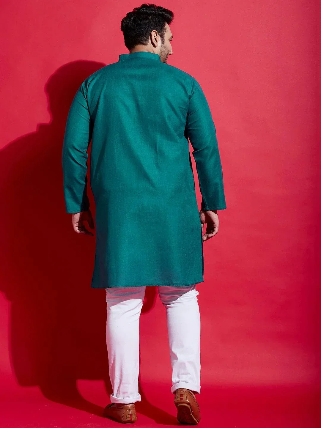 Men Plus Size Anubhav Solid Kurta - Image 5