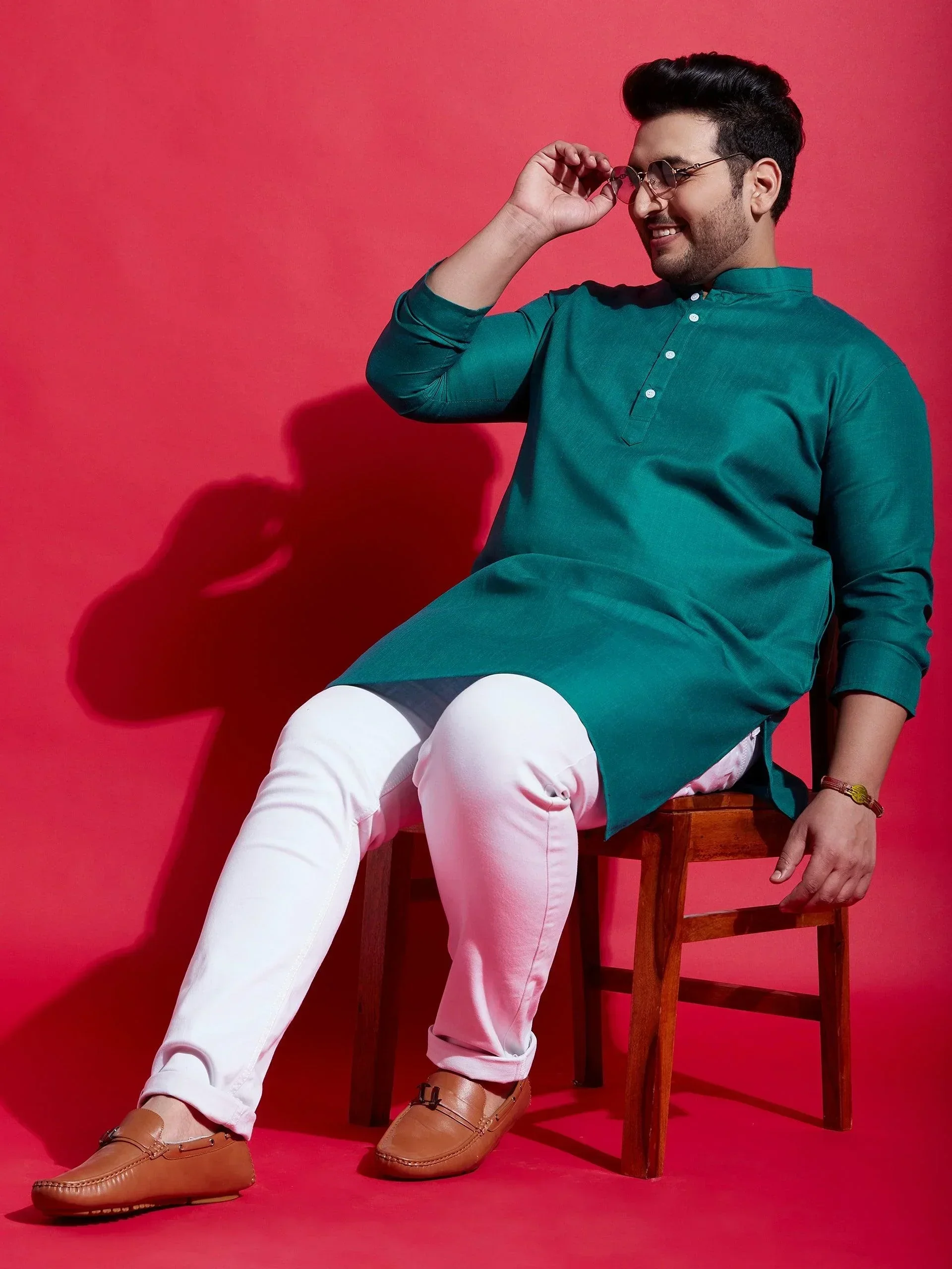 Men Plus Size Anubhav Solid Kurta - Image 7