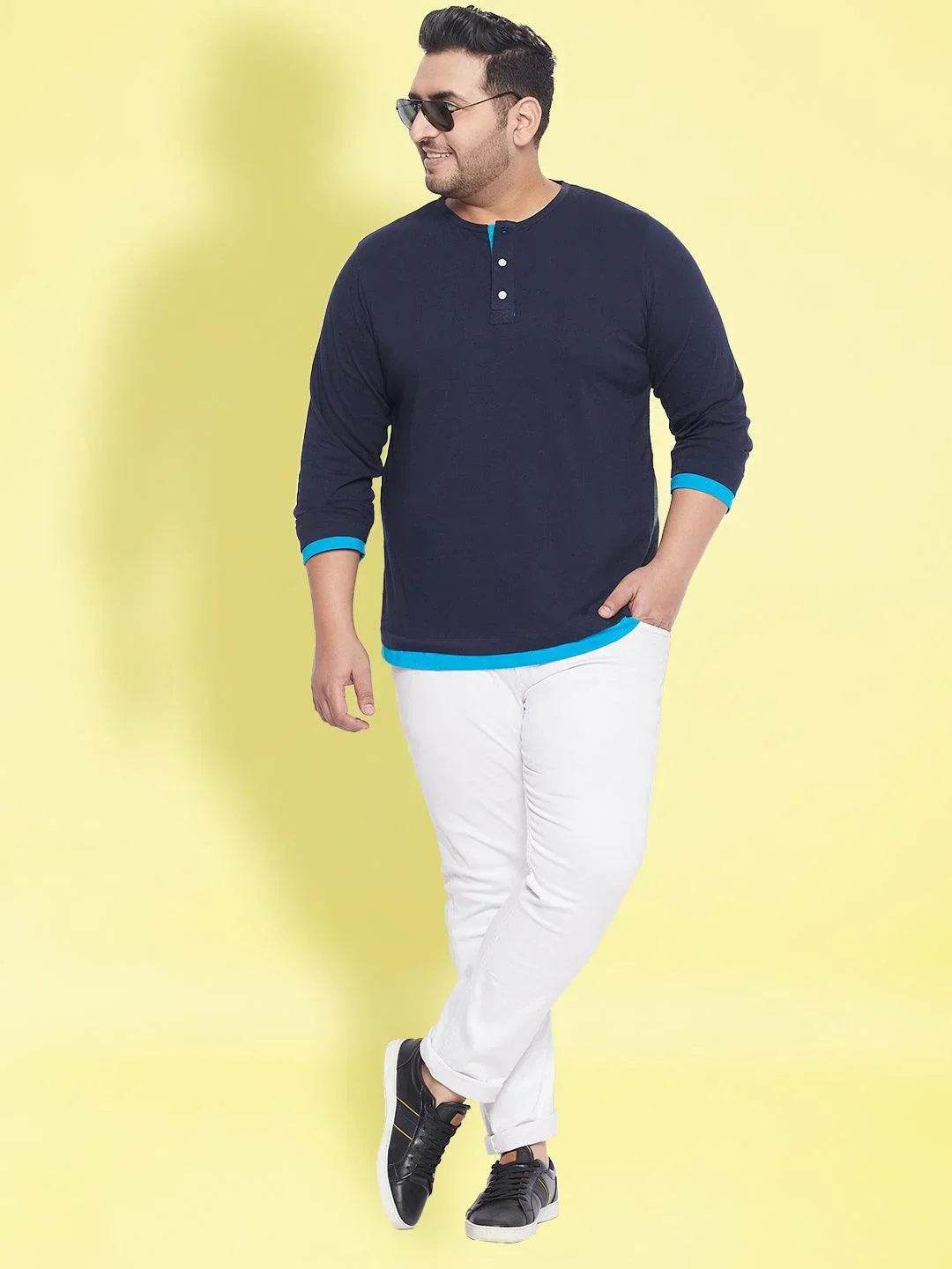 Men Plus Size Arnet Solid Henley Tshirt - Image 2