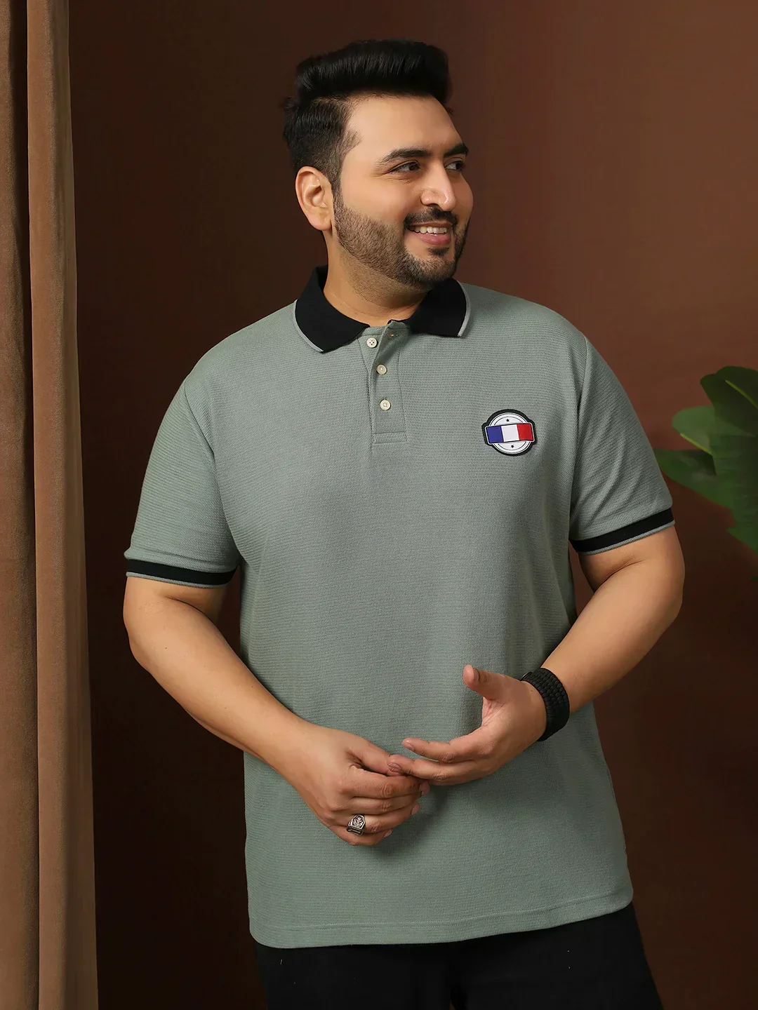 Men Plus Size Ashen Solid Polo Tshirt - Image 4