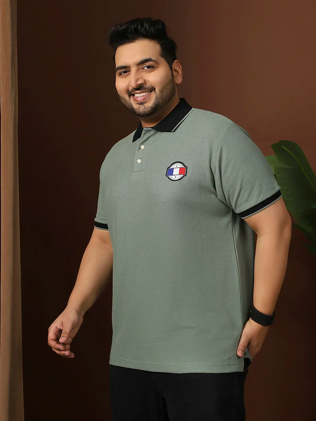 Men Plus Size Ashen Solid Polo Tshirt - Image 5