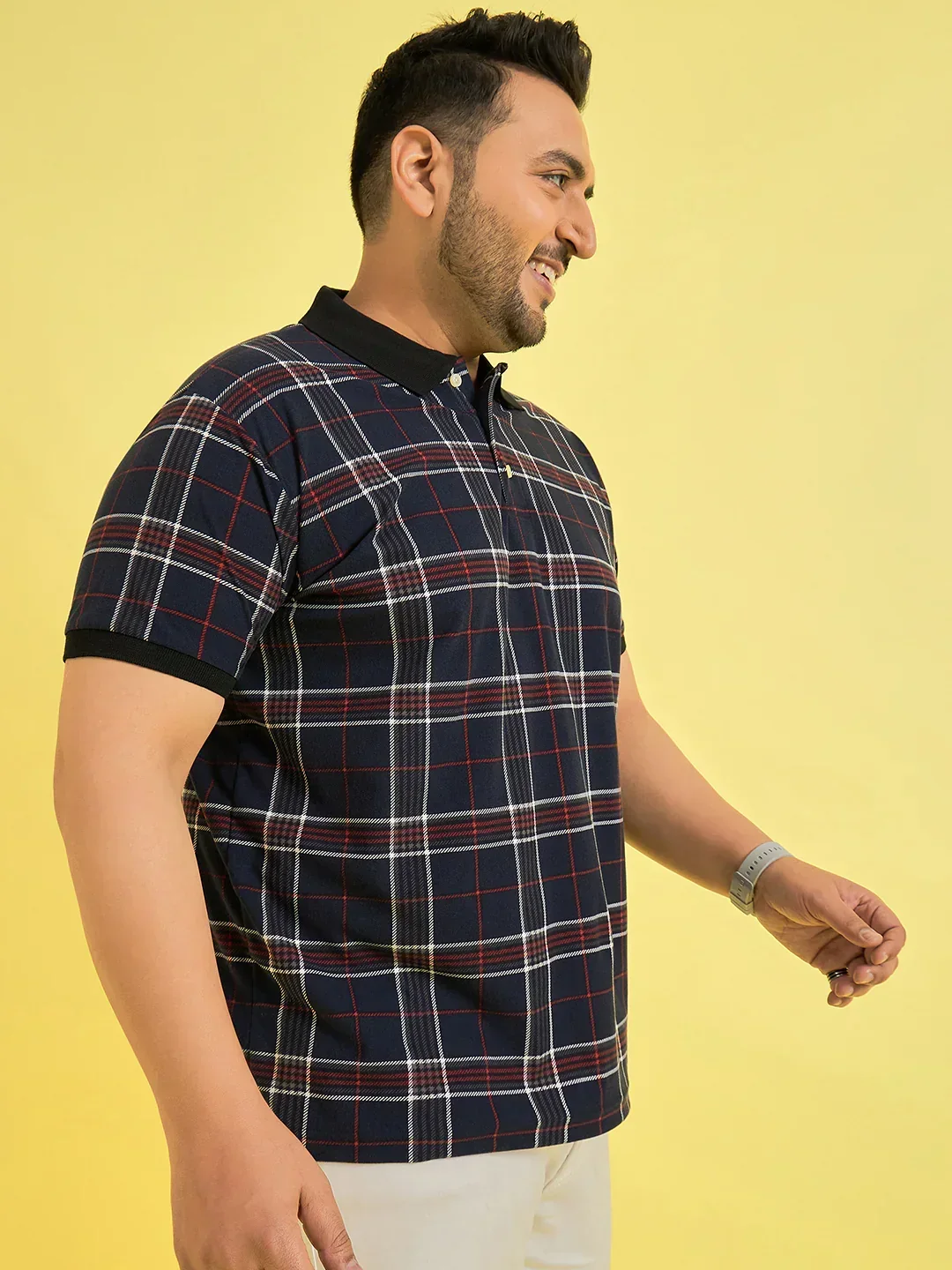 Men Plus Size Askance Check Polo Tshirt - Image 4