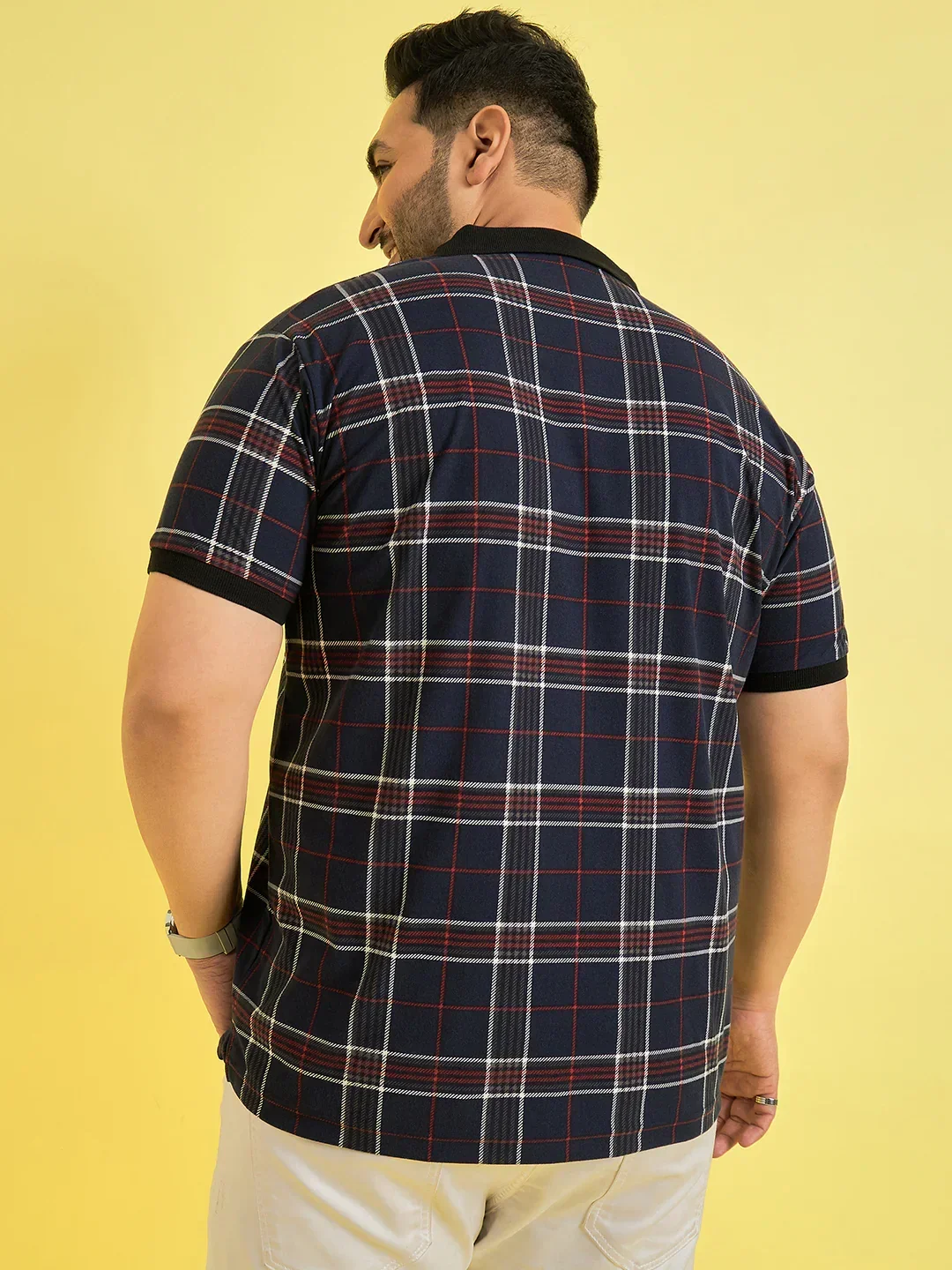 Men Plus Size Askance Check Polo Tshirt - Image 5