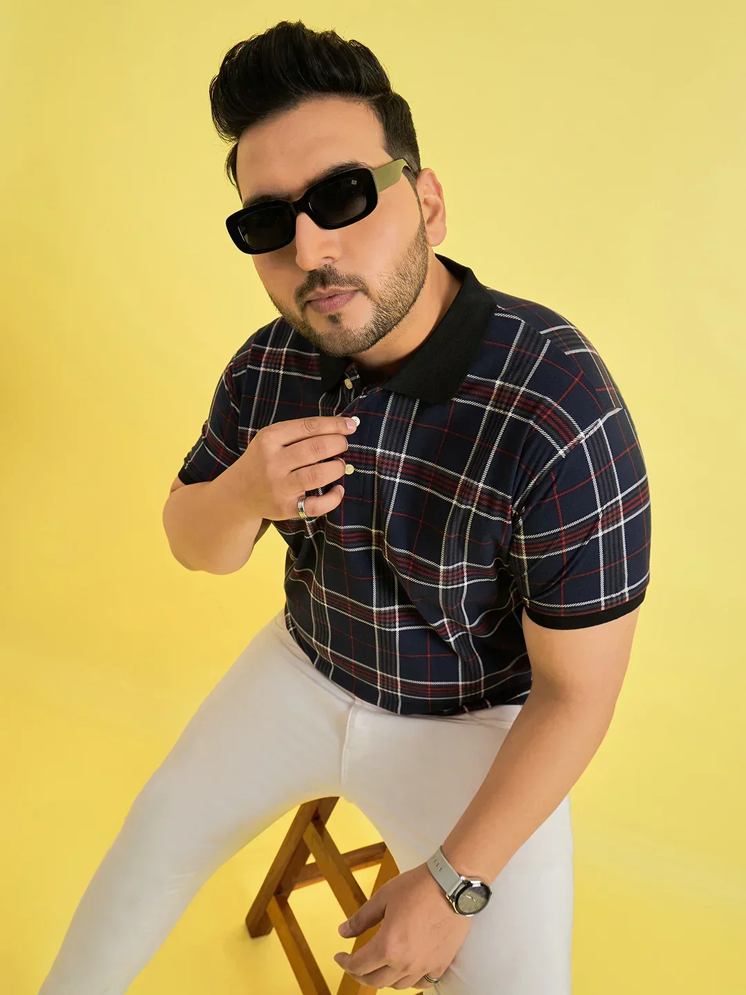 Men Plus Size Askance Check Polo Tshirt - Image 7
