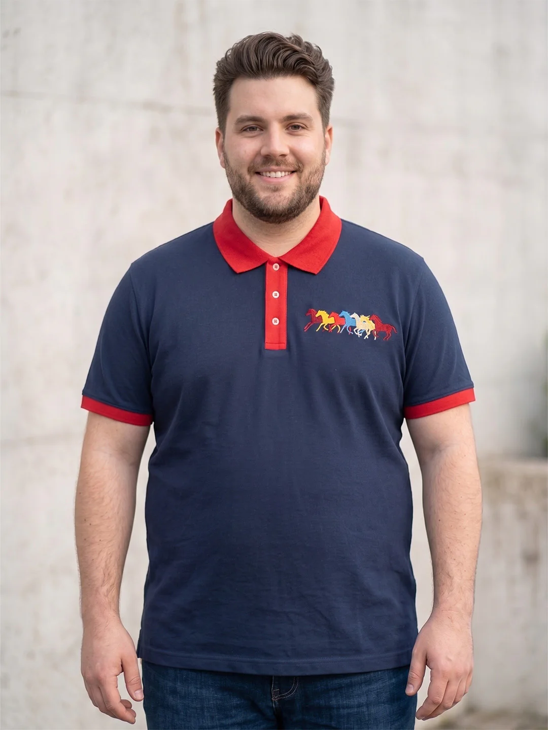 Men Plus Size Assorted Navy Blue Solid Polo