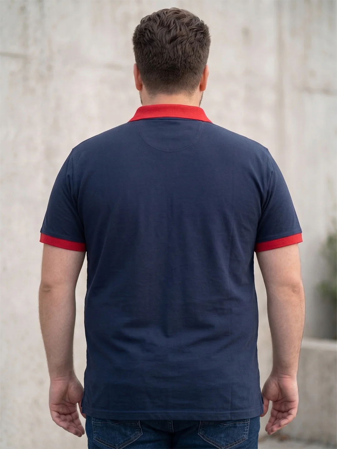 Men Plus Size Assorted Navy Blue Solid Polo - Image 3