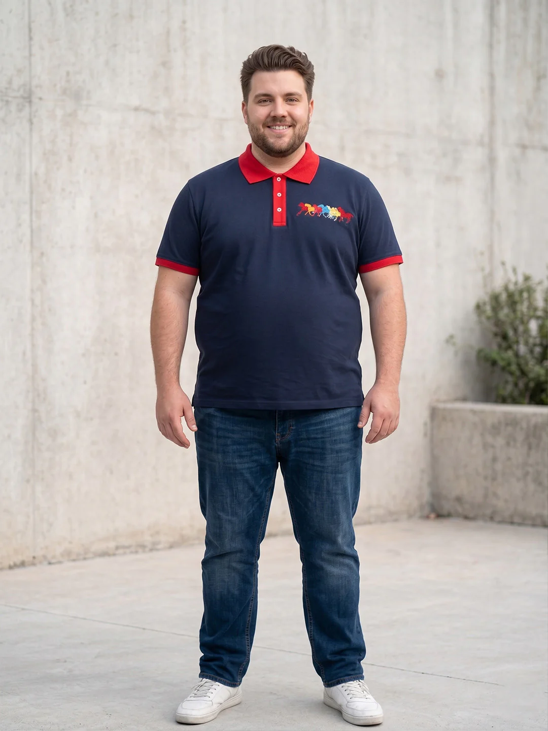 Men Plus Size Assorted Navy Blue Solid Polo - Image 5