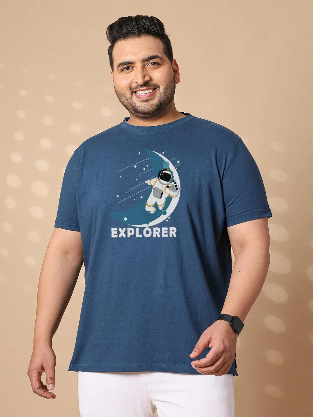 Men Plus Size Astron Printed Round Neck Tshirt
