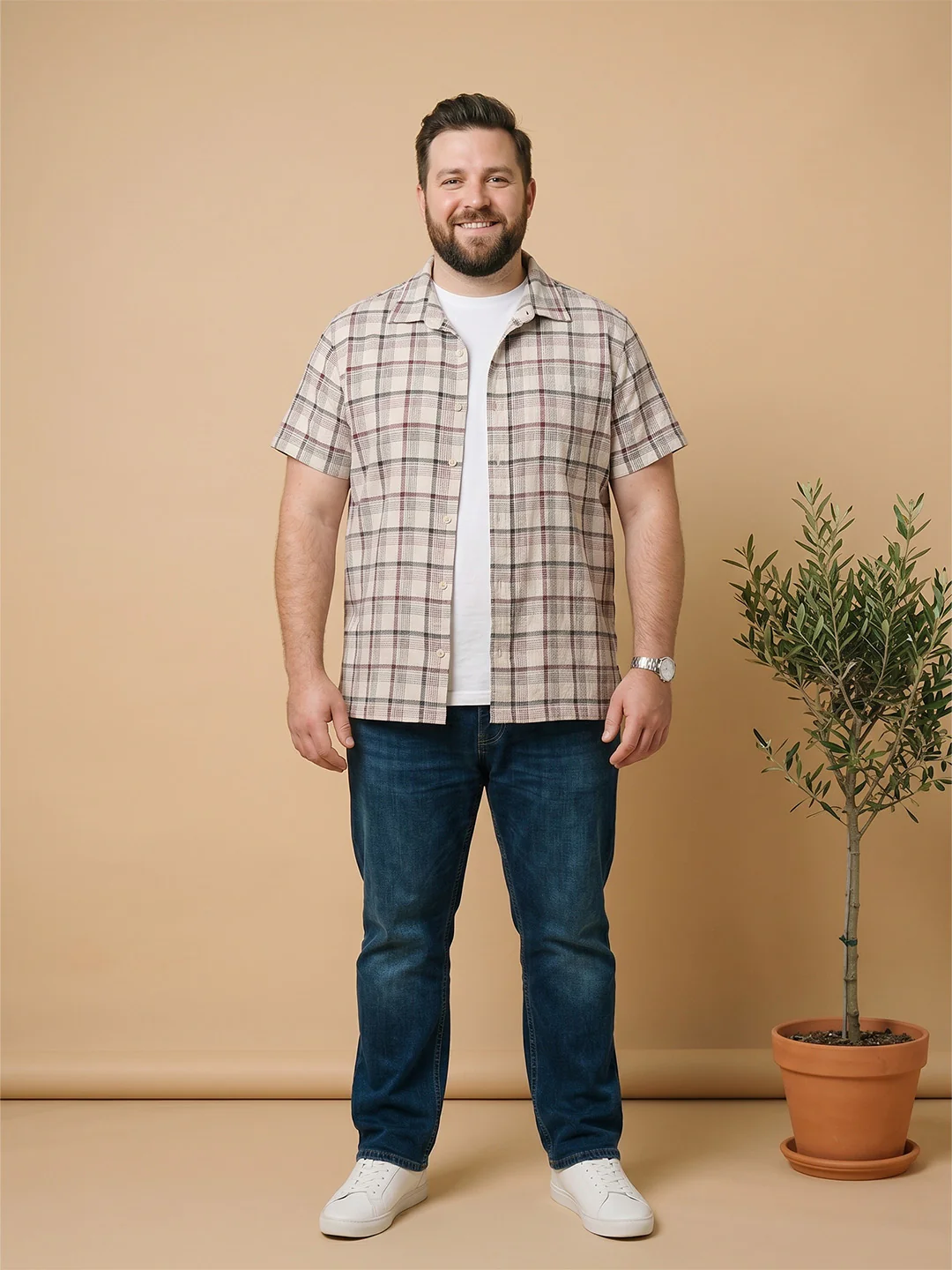 Men Plus Size Auburn Multi Check Shirts - Image 4