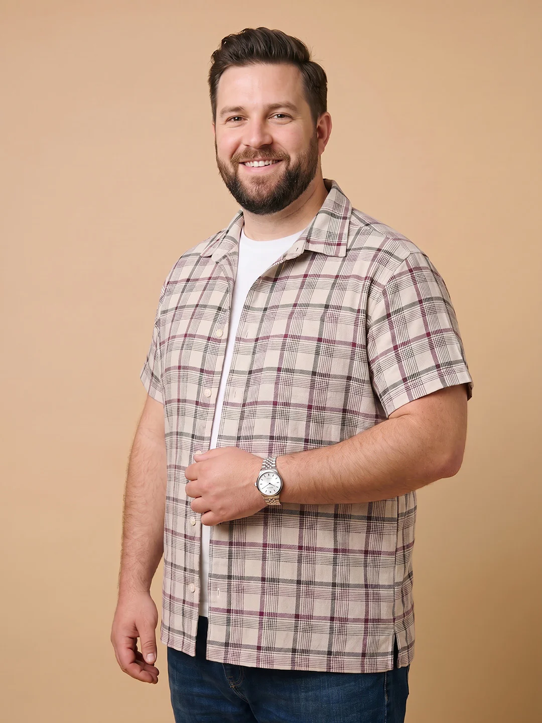 Men Plus Size Auburn Multi Check Shirts - Image 5