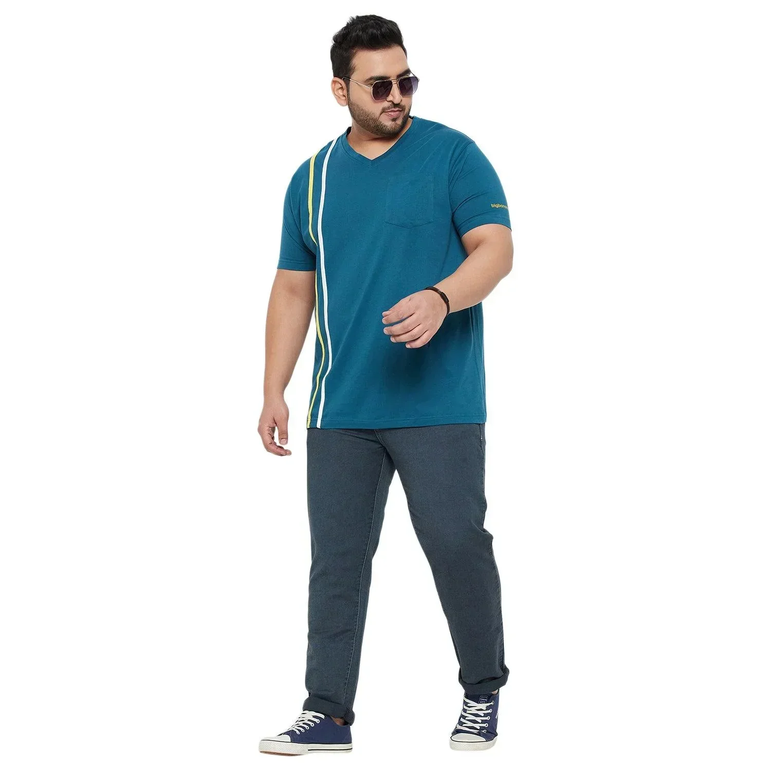 Men Plus Size Aura Solid V-Neck Tshirt - Image 2
