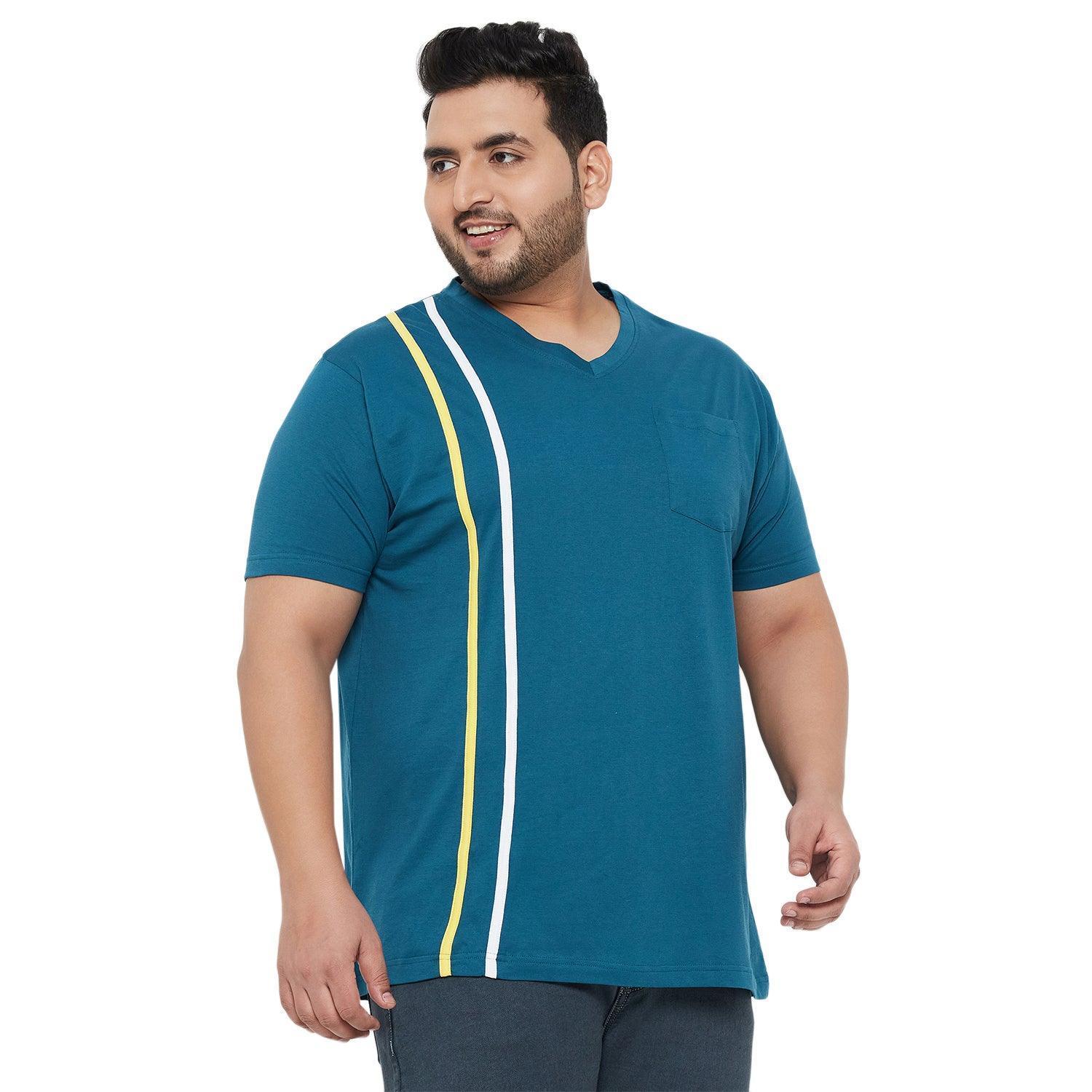 Men Plus Size Aura Solid V-Neck Tshirt - Image 4
