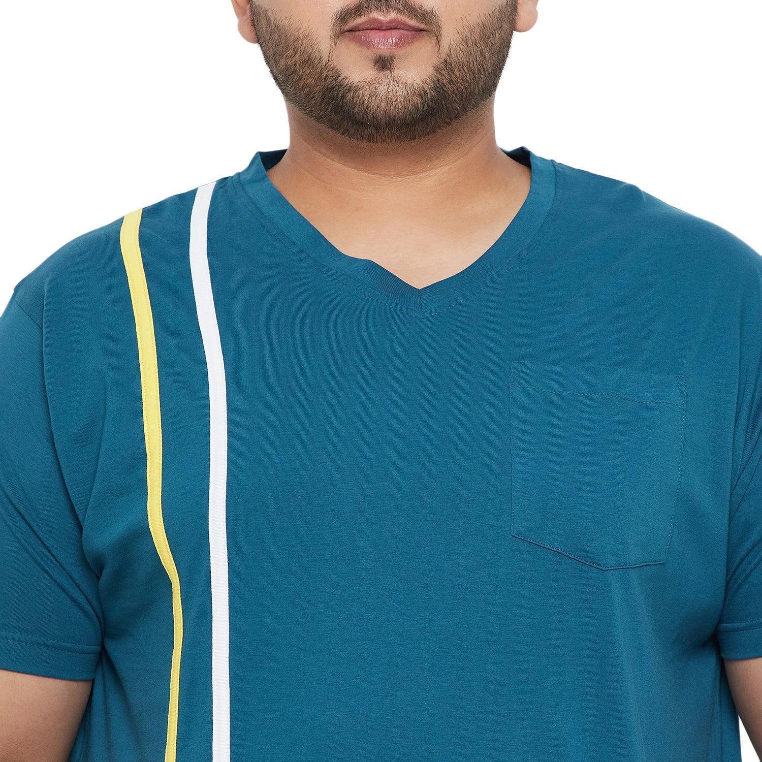 Men Plus Size Aura Solid V-Neck Tshirt - Image 6