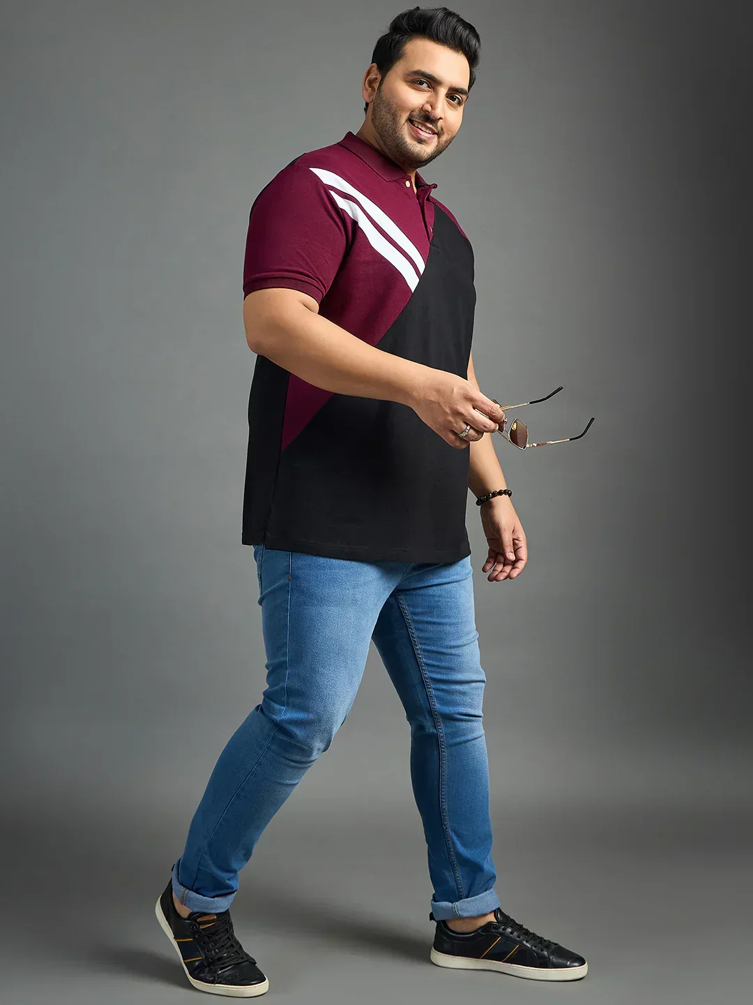 Men Plus Size Author Colorblock Polo Tshirt - Image 3