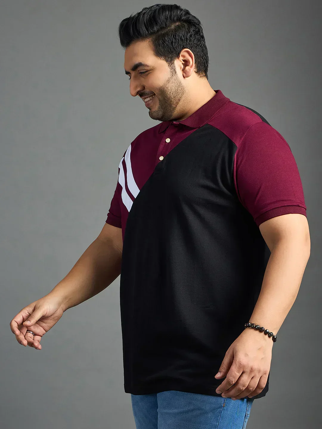 Men Plus Size Author Colorblock Polo Tshirt - Image 4