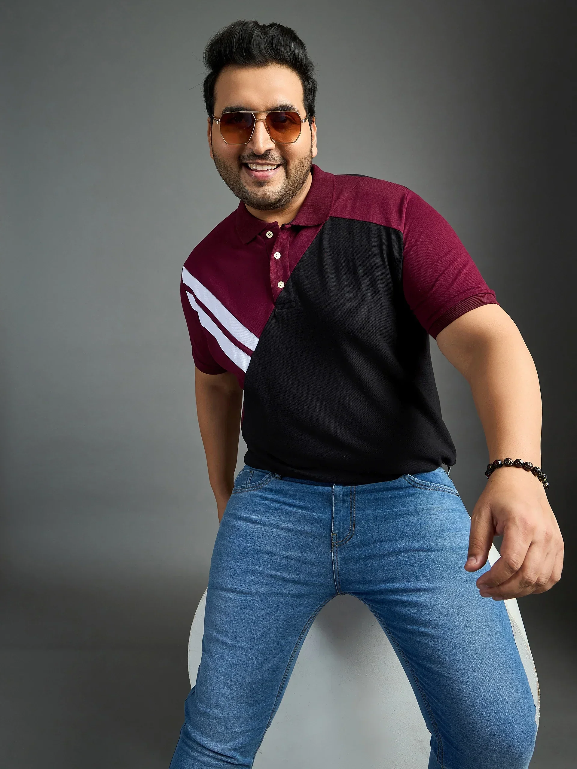 Men Plus Size Author Colorblock Polo Tshirt - Image 7