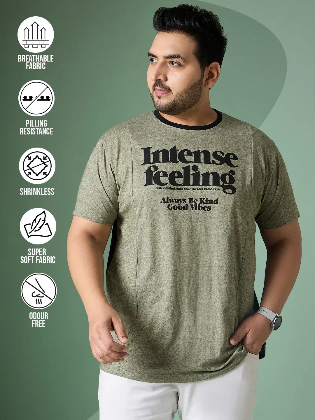 Men Plus Size Azine Multicolor Roun Neck Tshirt - Image 2
