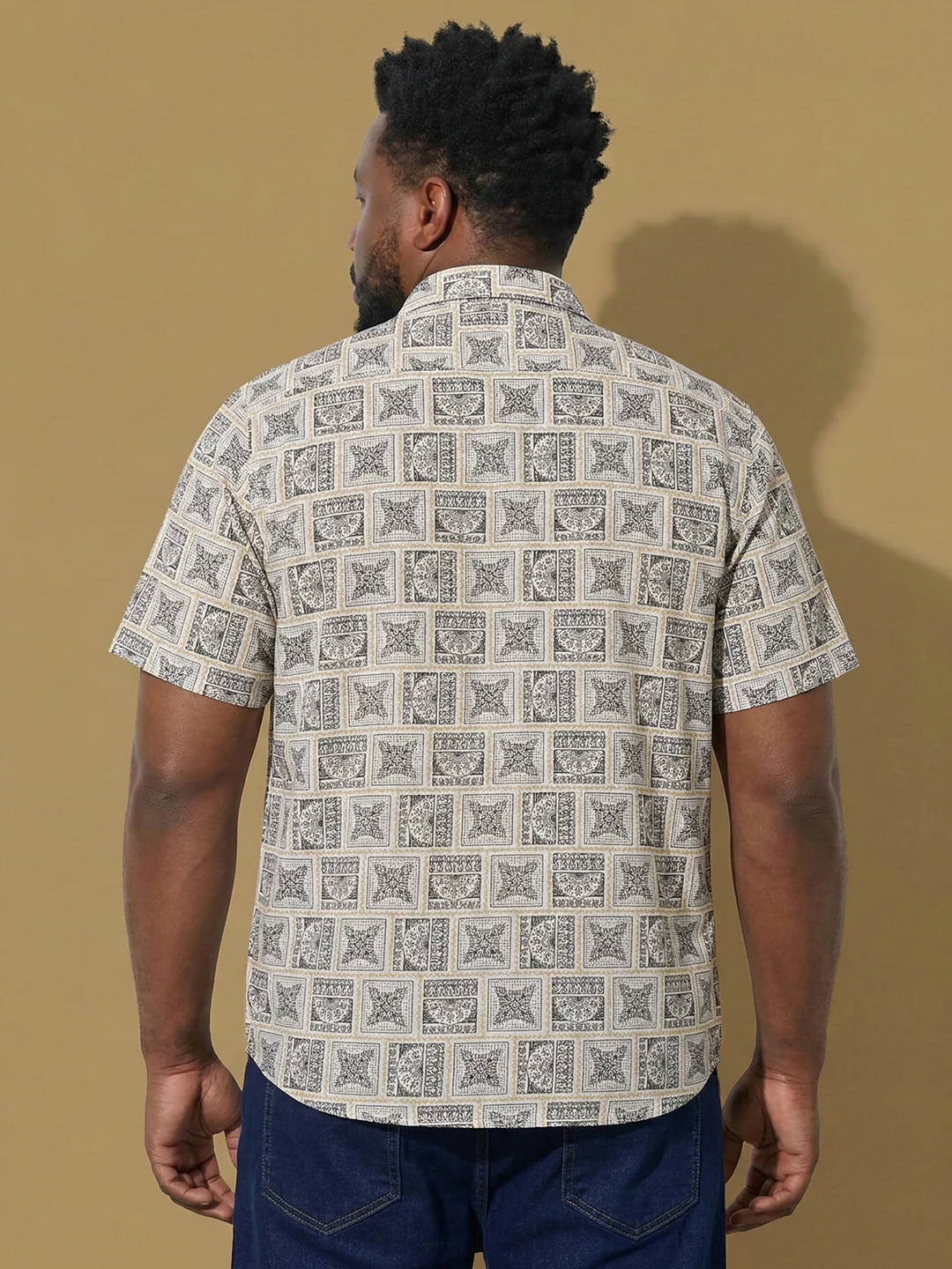 Men Plus Size Basalt Multicolor Printed Casual Shirt - Image 5