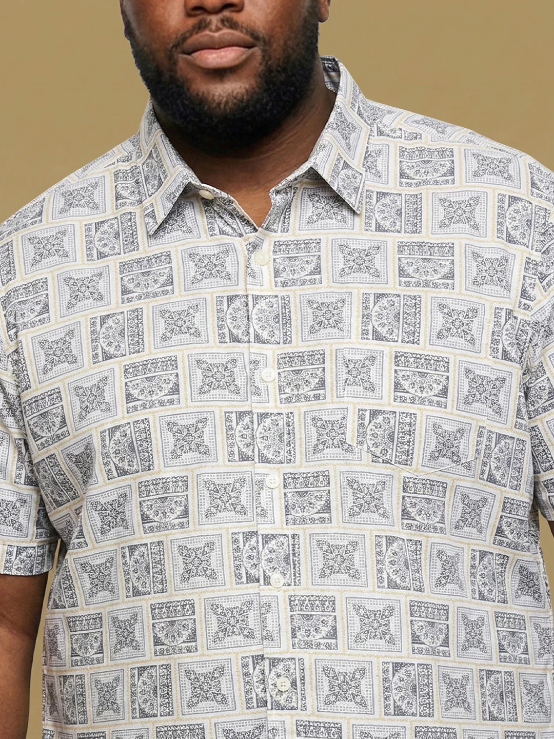 Men Plus Size Basalt Multicolor Printed Casual Shirt - Image 6