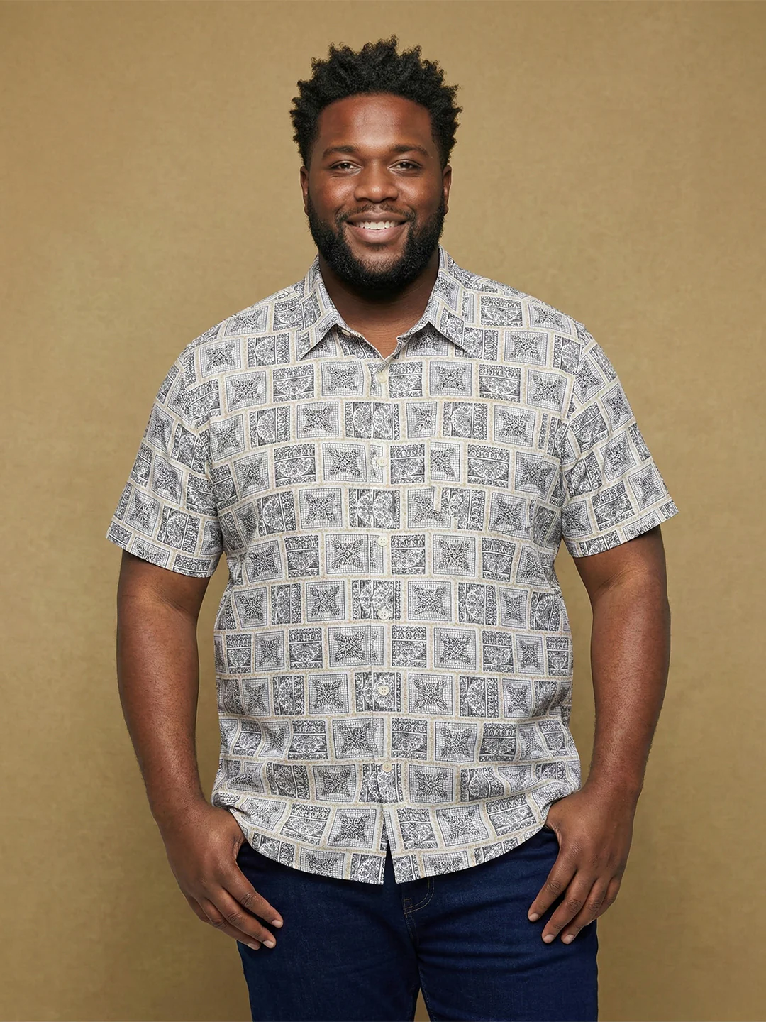 Men Plus Size Basalt Multicolor Printed Casual Shirt - Image 7