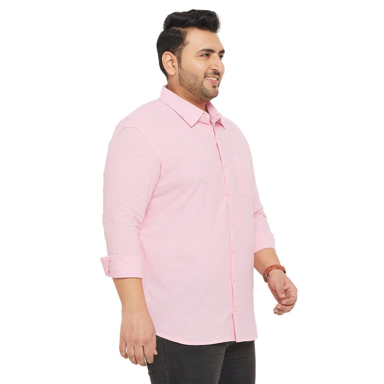 Men Plus Size Base-Pink Solid Shirt - Image 4