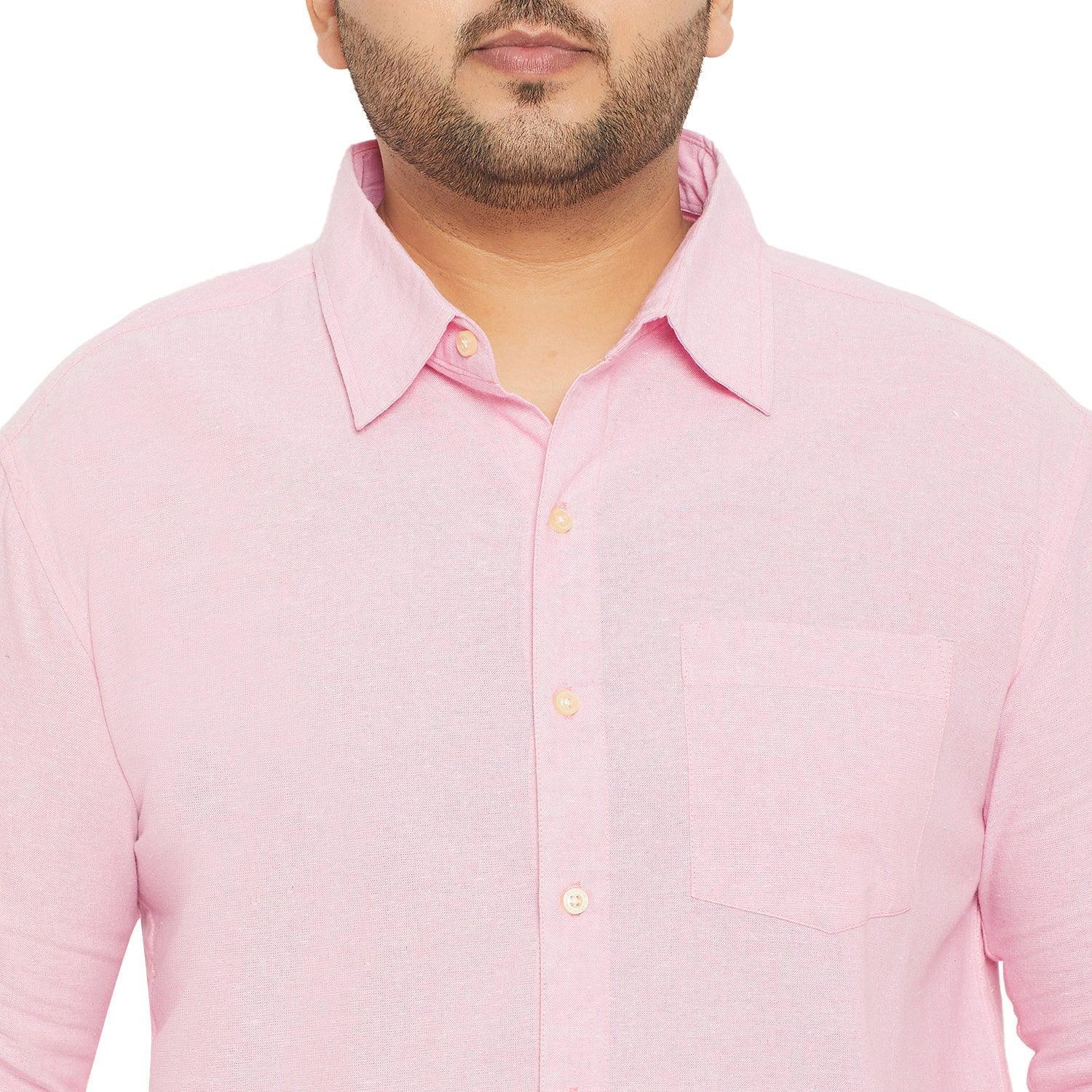 Men Plus Size Base-Pink Solid Shirt - Image 6