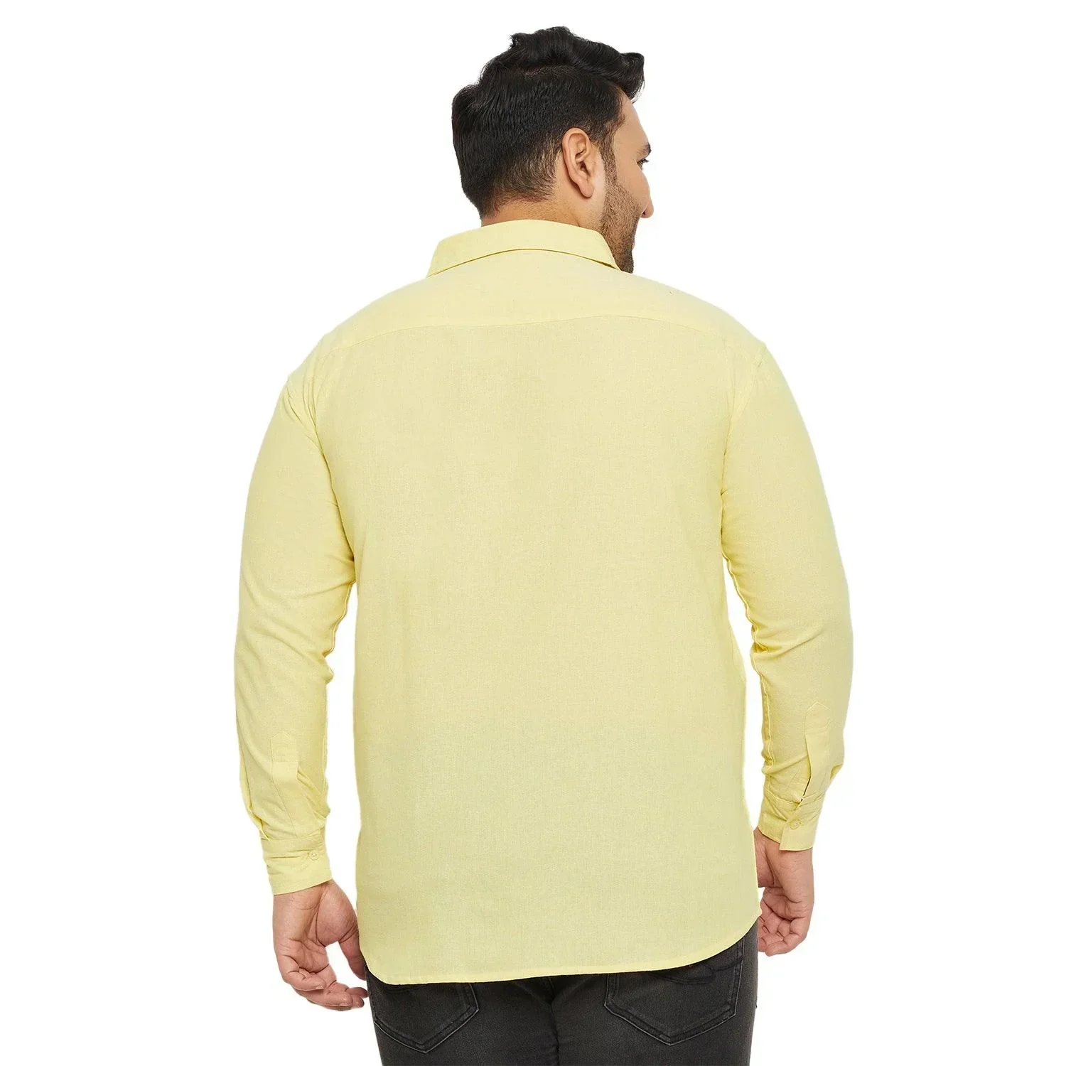 Men Plus Size Base-Yellow Solid Shirt - Image 5