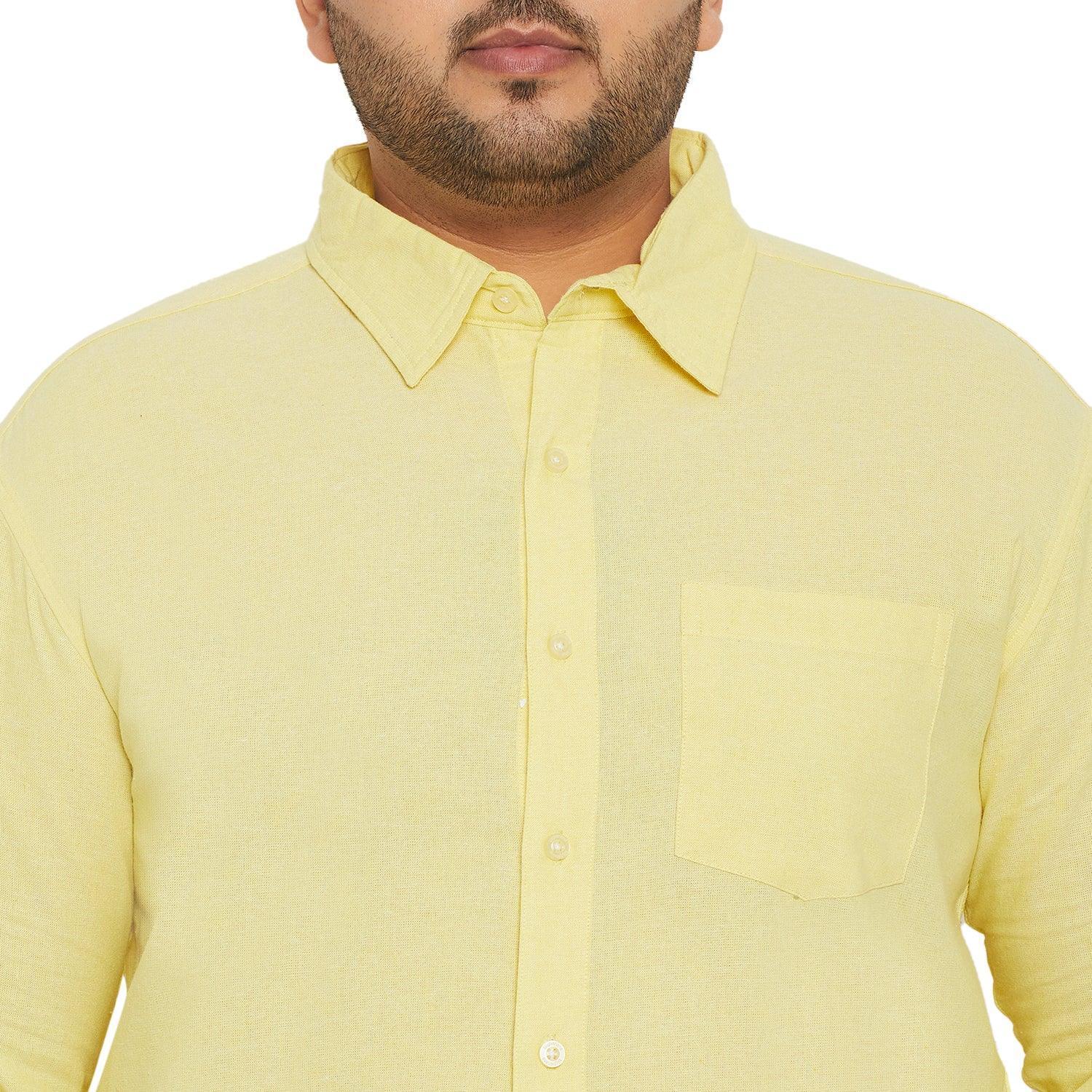 Men Plus Size Base-Yellow Solid Shirt - Image 6