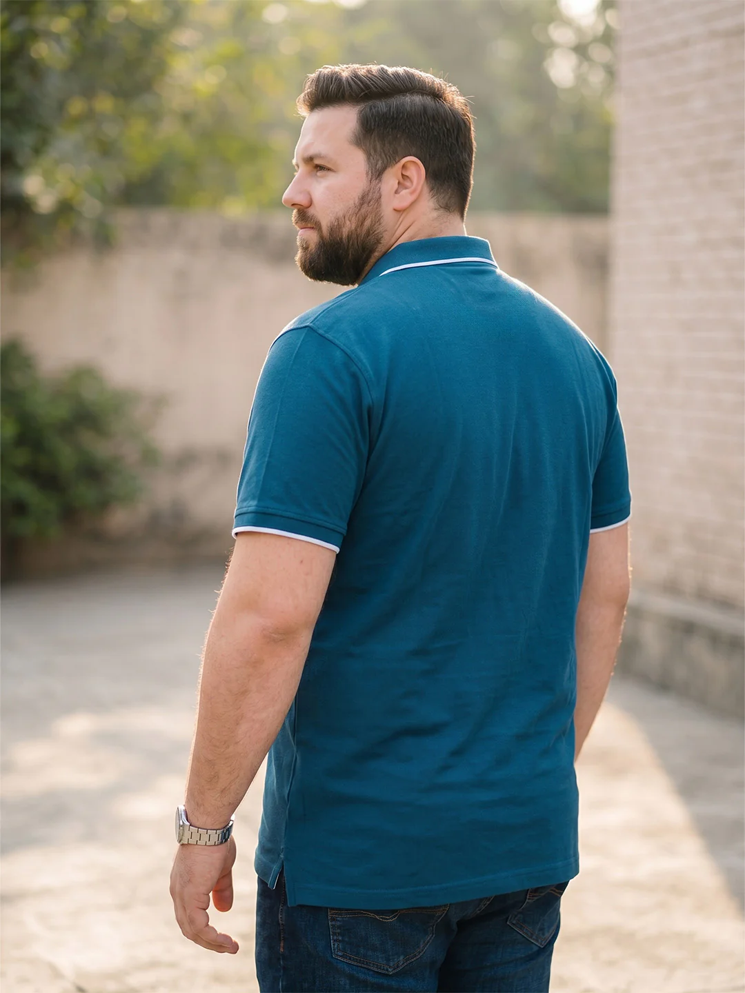 Men Plus Size Beast-Teal Teal Solid Polo - Image 3