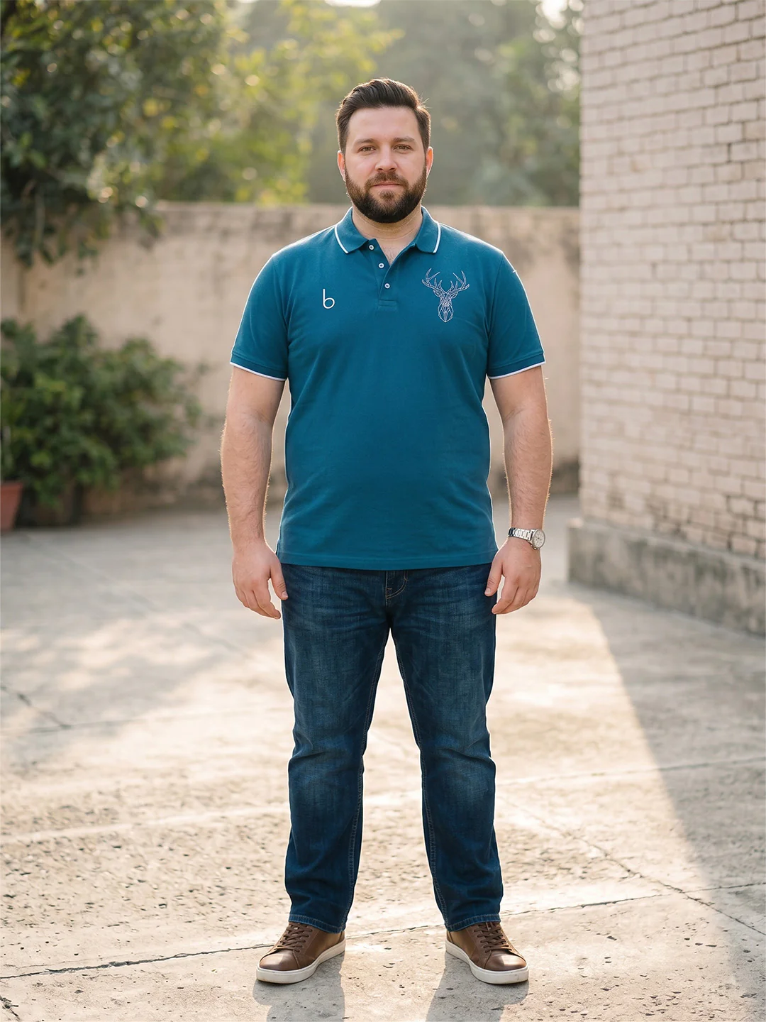 Men Plus Size Beast-Teal Teal Solid Polo - Image 4