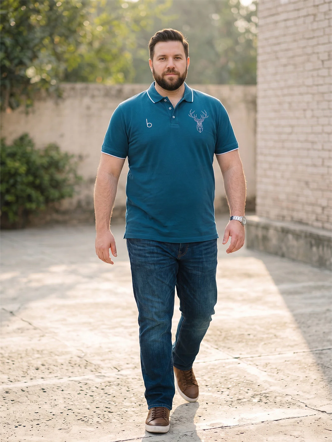 Men Plus Size Beast-Teal Teal Solid Polo - Image 5