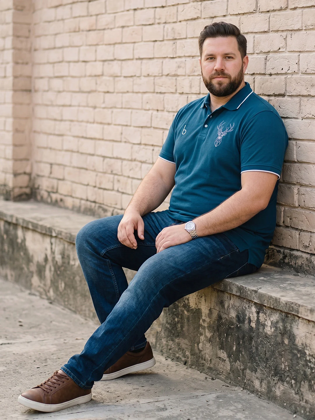 Men Plus Size Beast-Teal Teal Solid Polo - Image 6