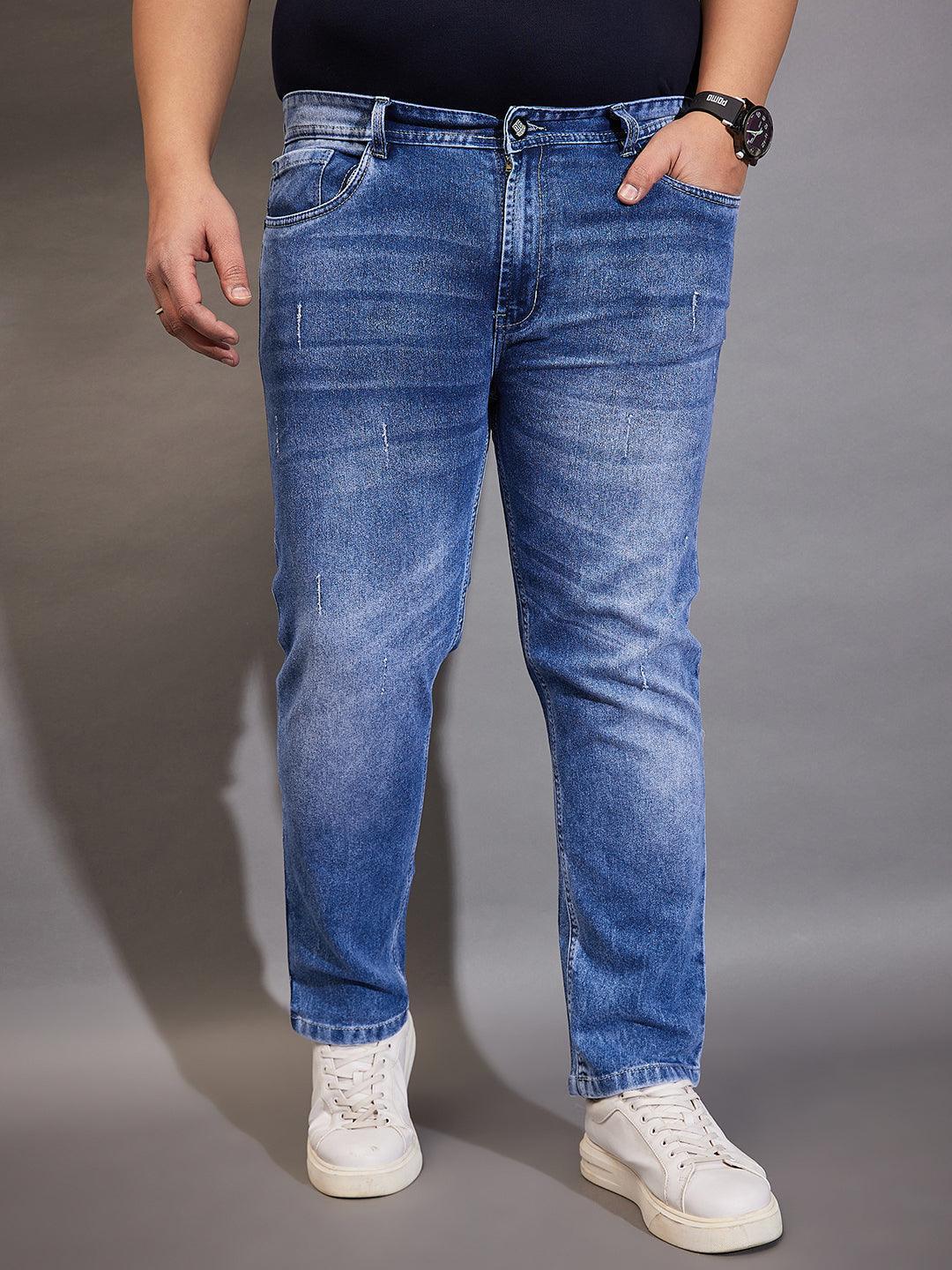 Men Plus Size Belbo Washed Indigo Denim