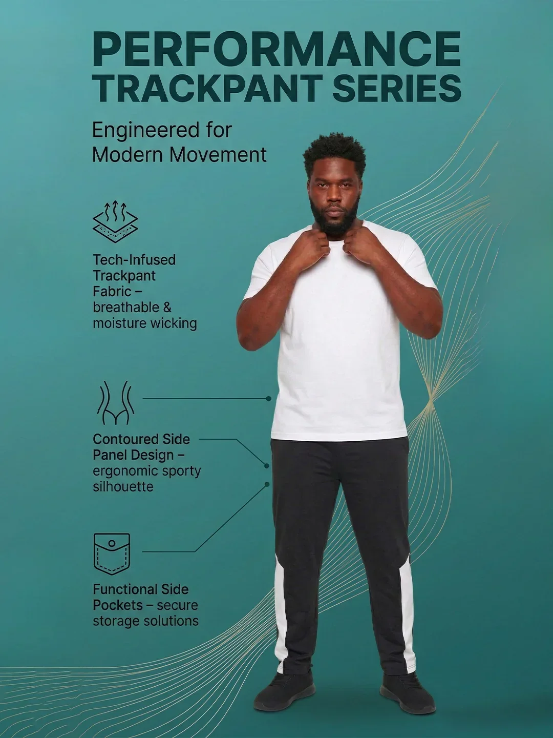 Men Plus Size Belfry Black Solid Trackpant - Image 5
