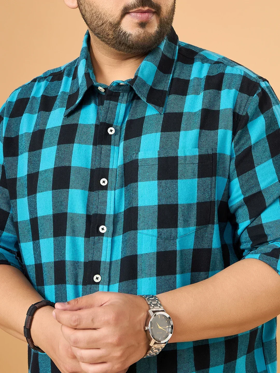Men Plus Size Beryl Multicolor Checkered Casual Shirt - Image 8