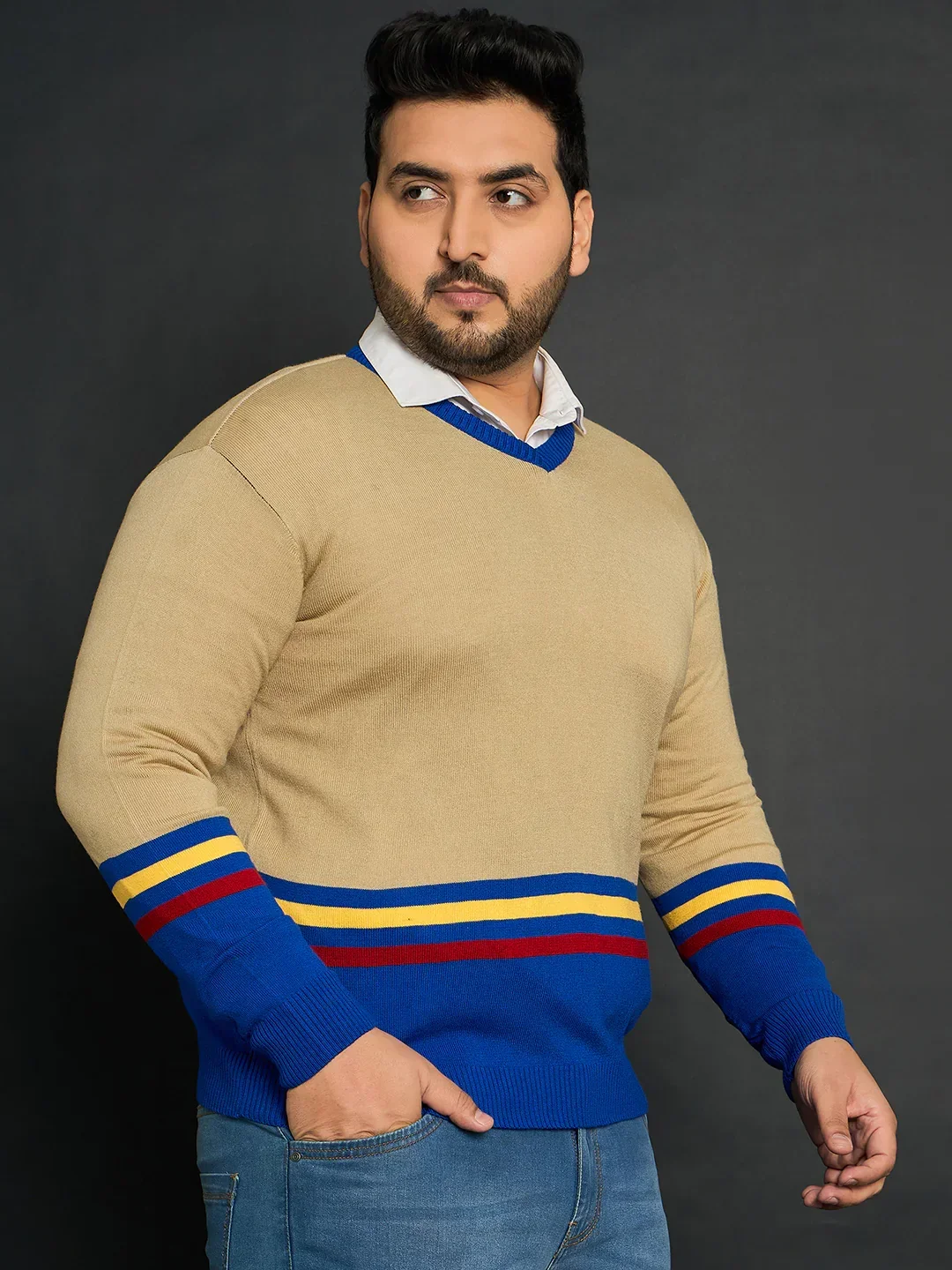 Men Plus Size Bicheno Colourblocked Sweater - Image 4